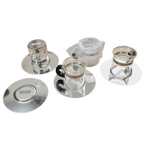 BODUM 4992 C Jorgensen Chambord Espresso Cups - set of 4 Glasses + Saucers NWB